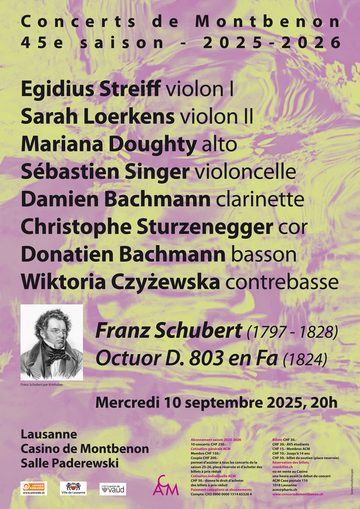 Affiche du concert Octuor de Schubert